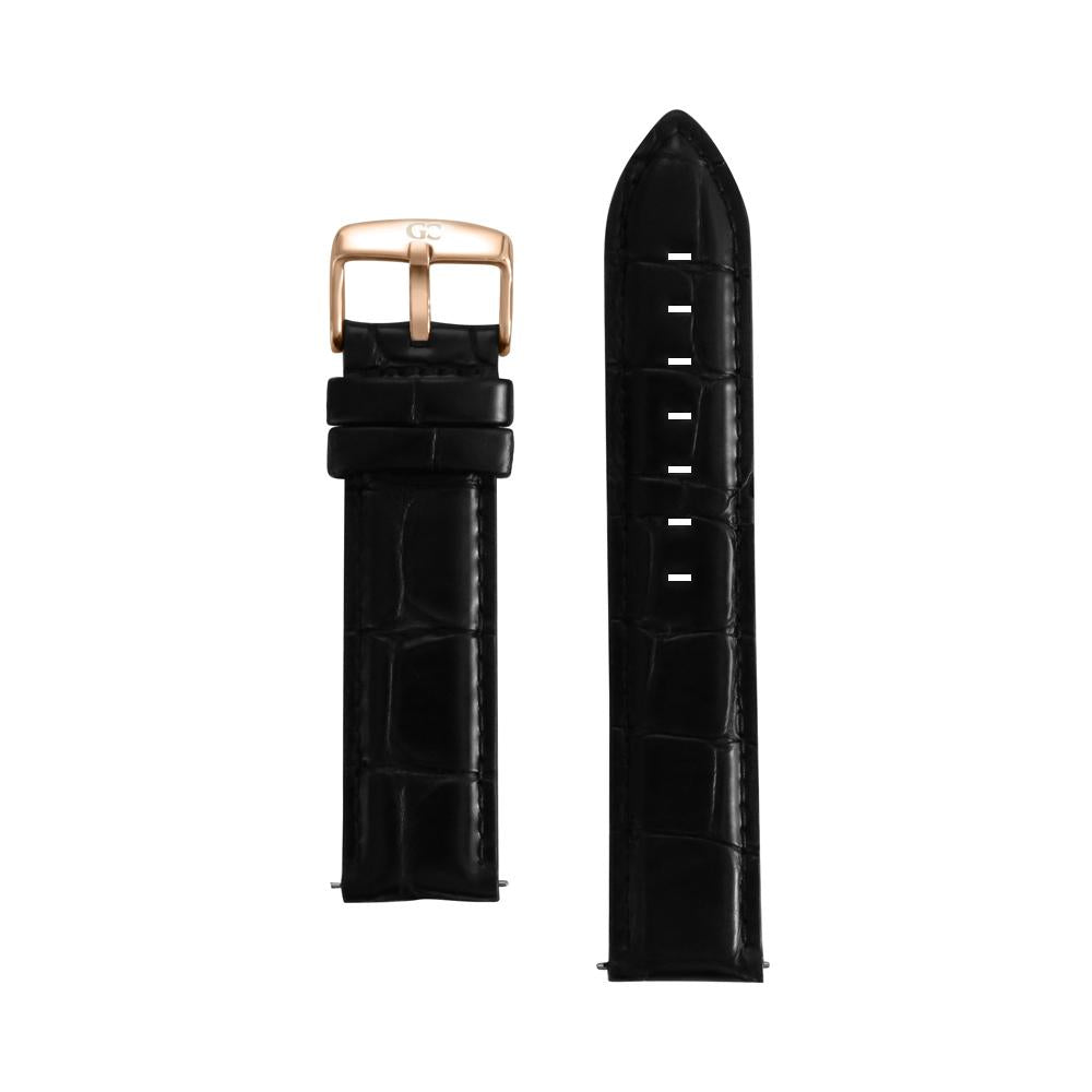 20mm Black Crocodile Leather Rose Gold Buckle Watch Band Strap Men's