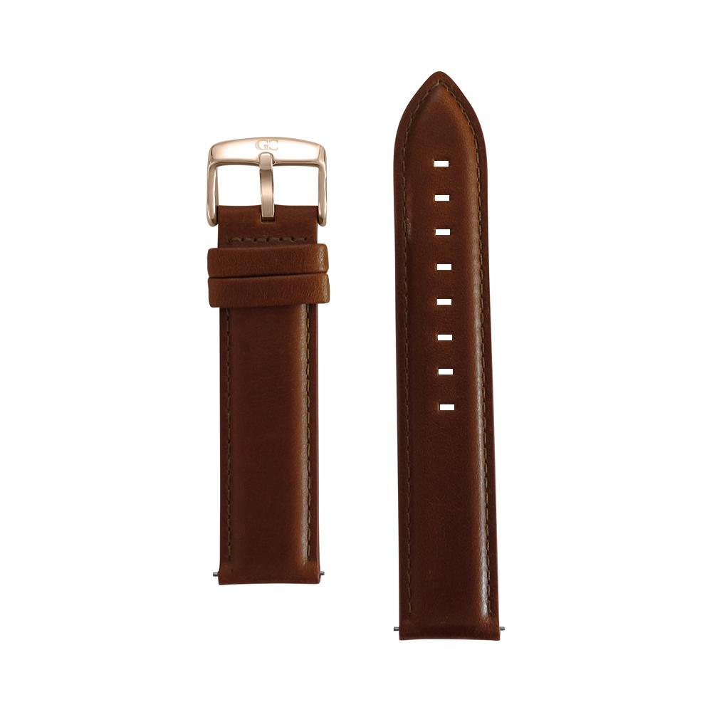 20mm Light Brown Leather Rose Gold Buckle Watch Band Strap Men's