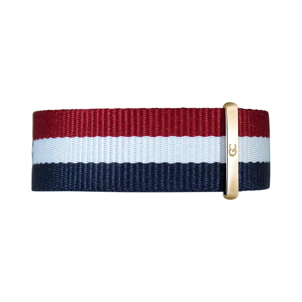 20mm Navy Blue White Red Nylon Nato Rose Gold Buckle Watch Band Strap Men's
