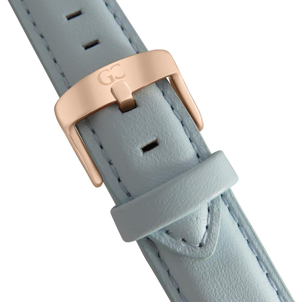 36mm Norfolk TL13654 Peach Rose Gold Baby Blue Leather Strap Women's Watch