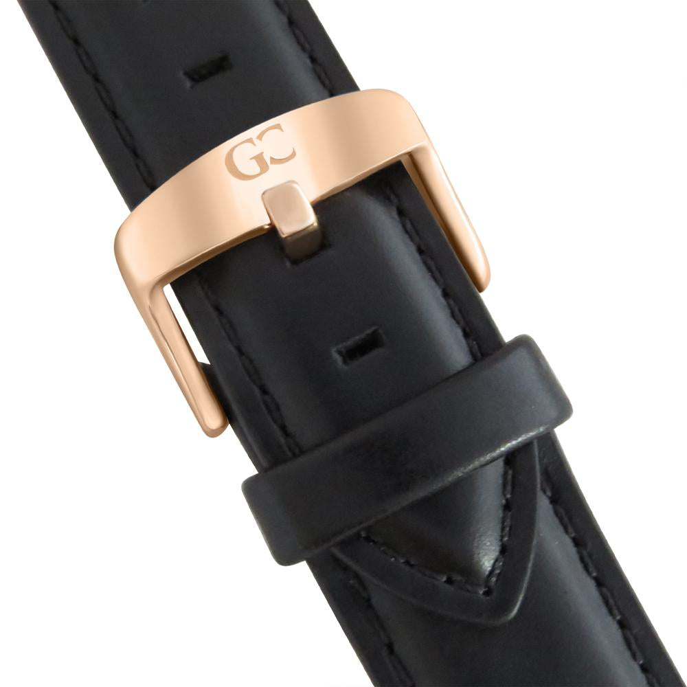 36mm Cedar TL13628 White Pearl Rose Gold Black Leather Women's Watch