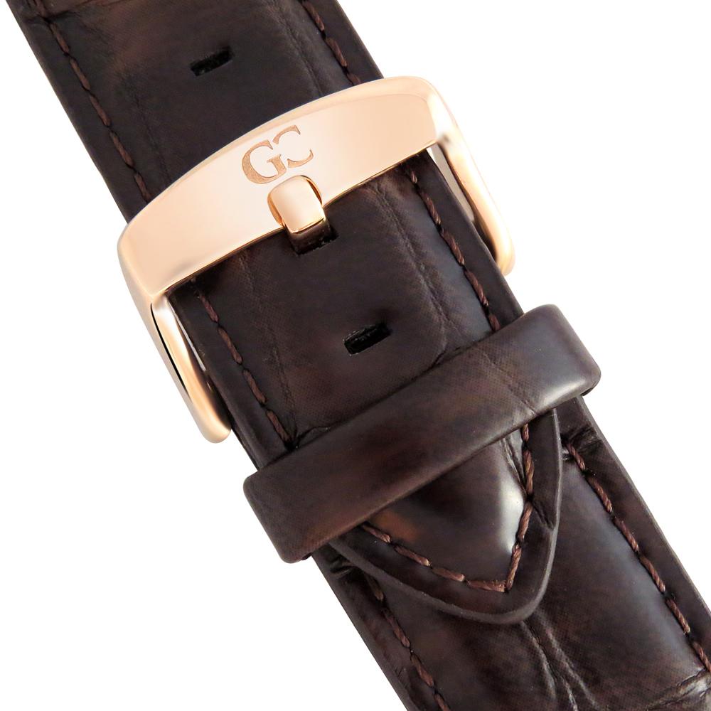 40mm Essex TL14012 White Rose Gold Brown Crocodile Leather Men's Watch