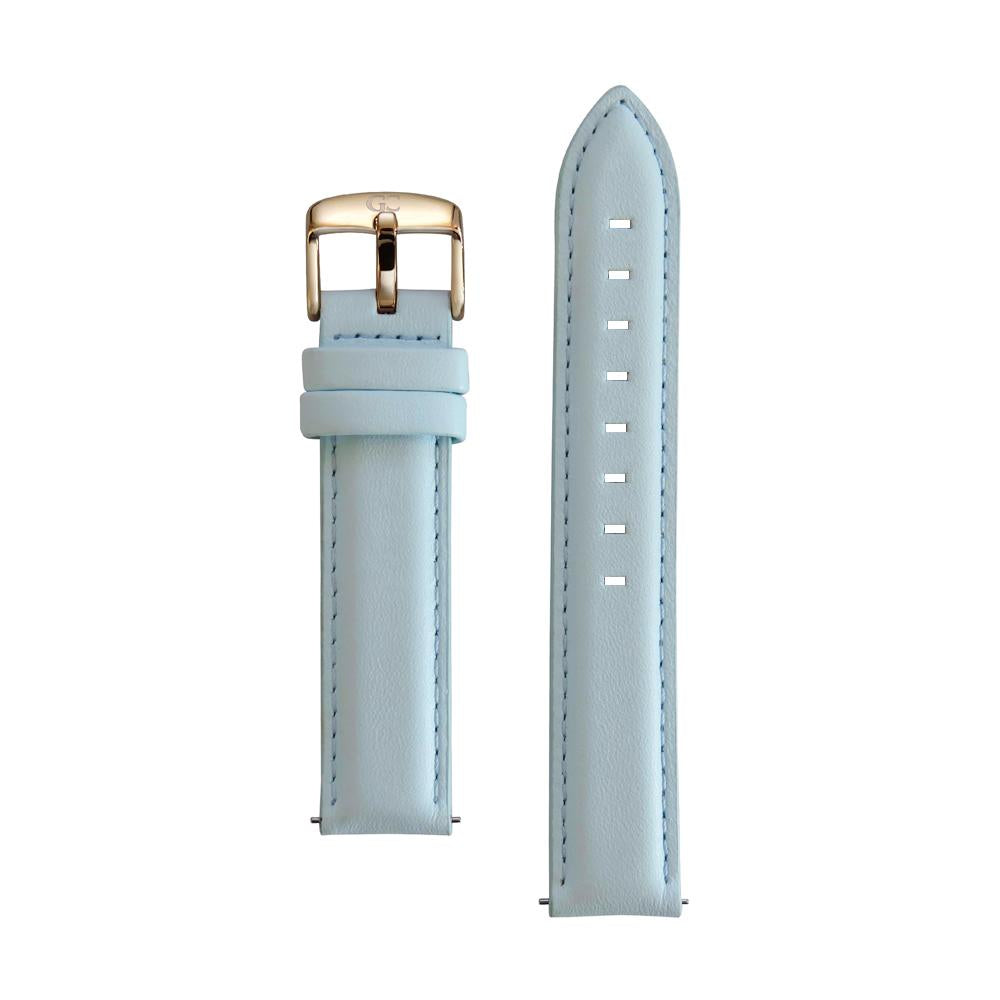 18mm baby blue leather rose gold Buckle Watch Band Strap Women's