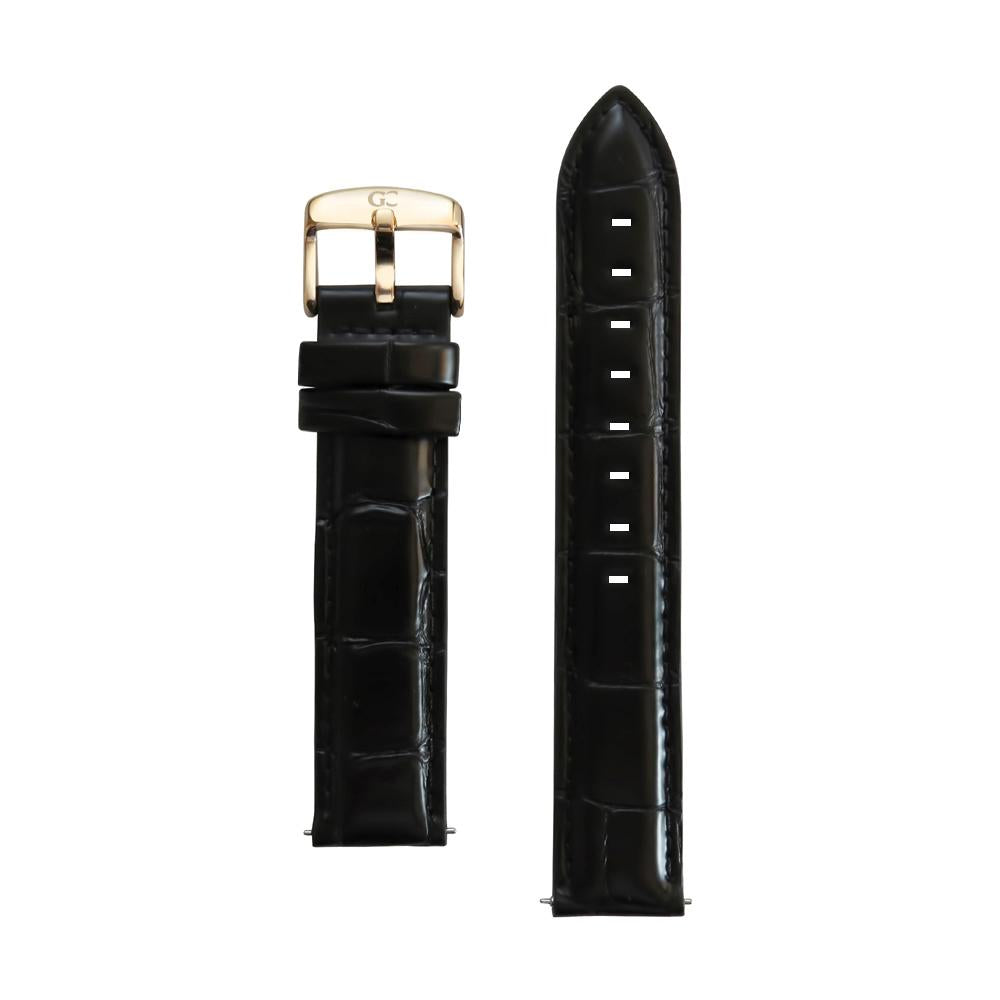 18mm black crocodile leather rose gold Buckle Watch Band Strap Women's