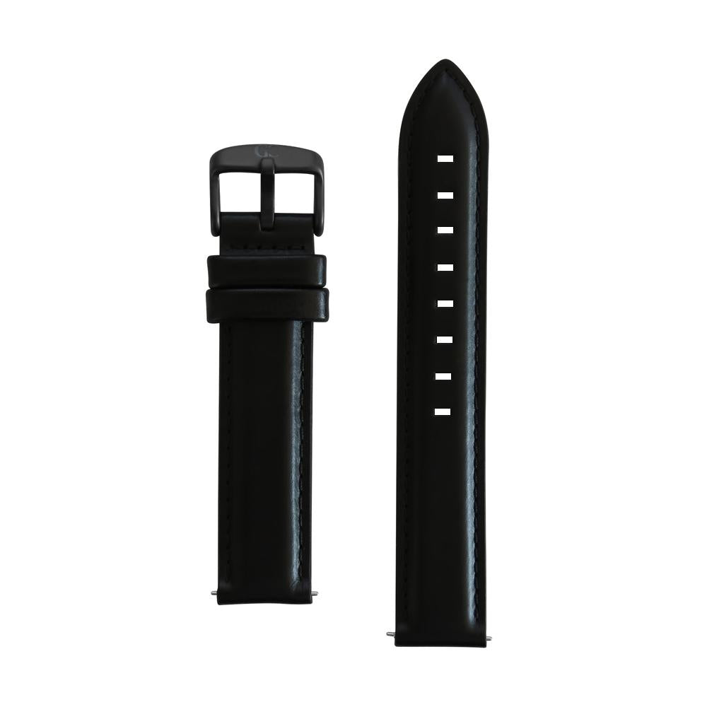 18mm black leather black Buckle Watch Band Strap Women's