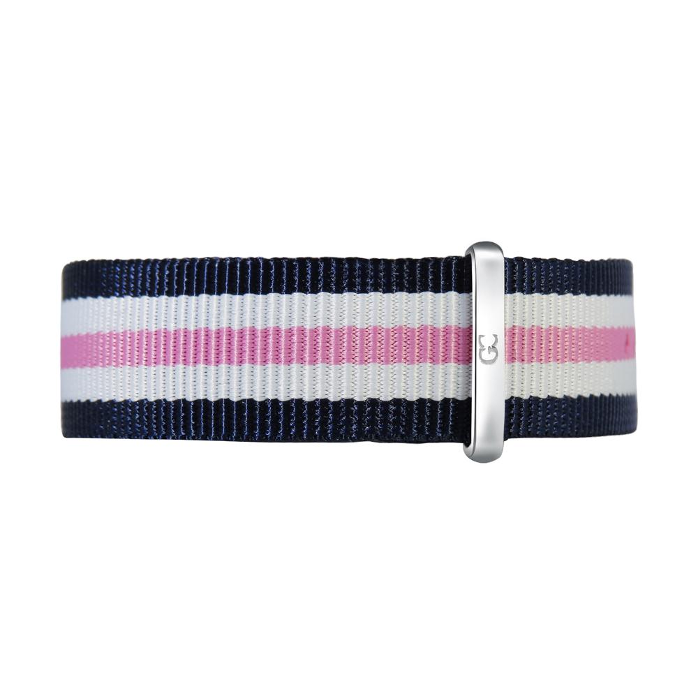 18mm navy blue white pink nylon nato strap silver Buckle Watch Band Strap Women's