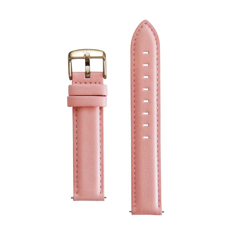 18mm pink leather rose gold Buckle Watch Band Strap Women's