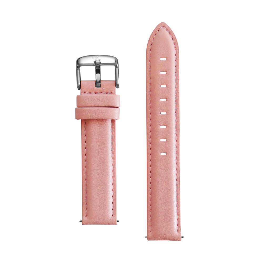 18mm pink leather silver Buckle Watch Band Strap Women's