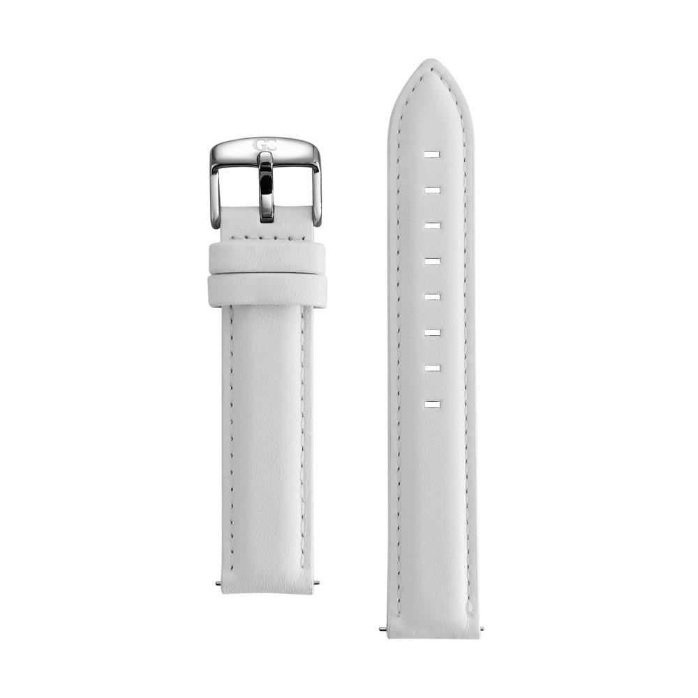 18mm white leather silver Buckle Watch Band Strap Women's