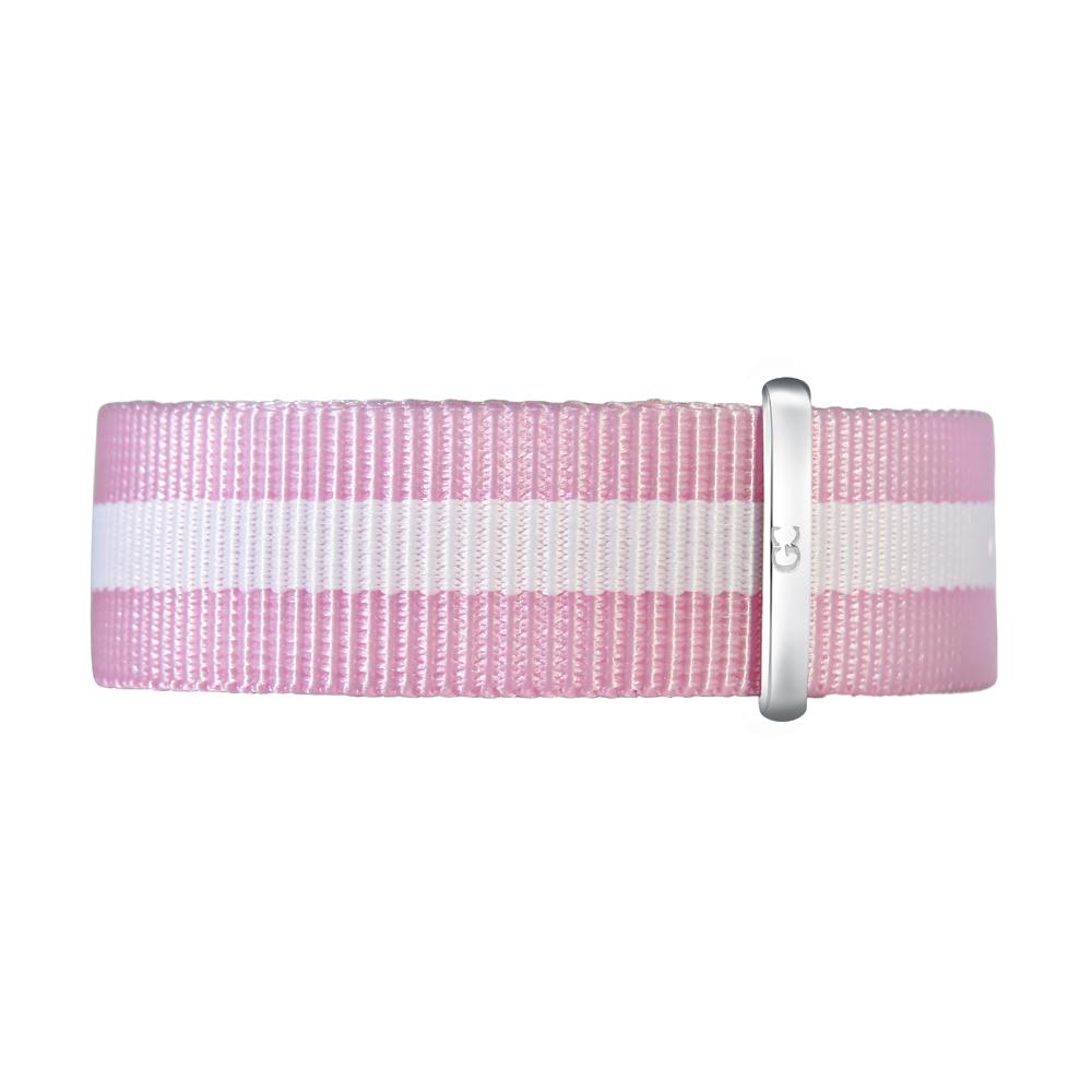 18mm white pink nylon nato strap silver Buckle Watch Band Strap Women's