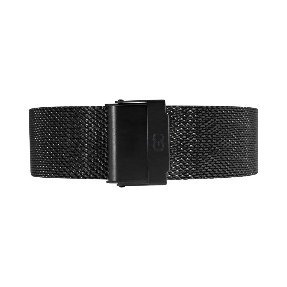 20mm Black mesh Buckle Watch Band Strap Men's