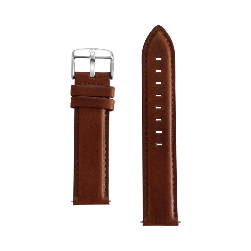 20mm Light Brown Leather Silver Buckle Watch Band Strap Men's