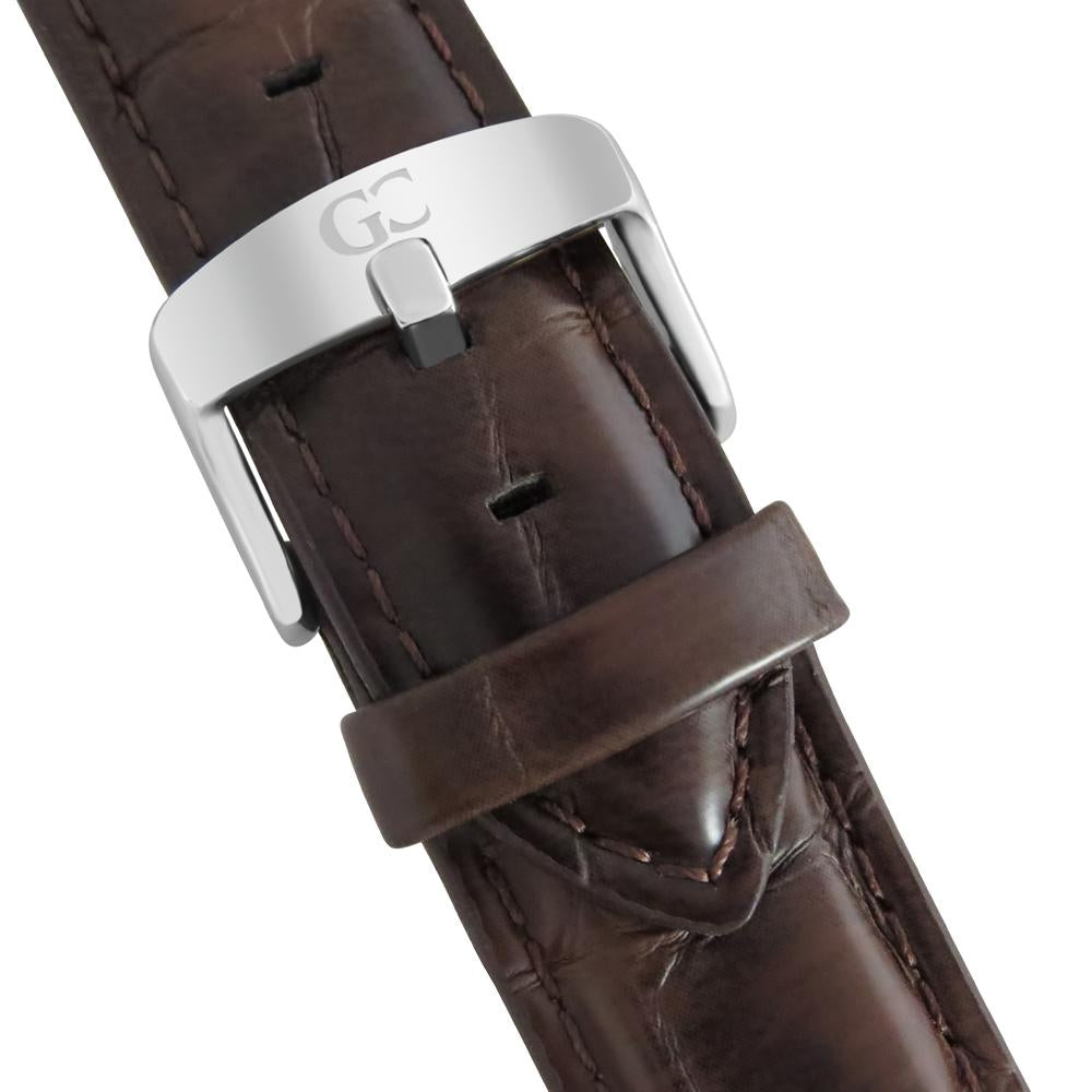 36mm Madison TL13611 White Silver Brown Crocodile Leather Women's Watch