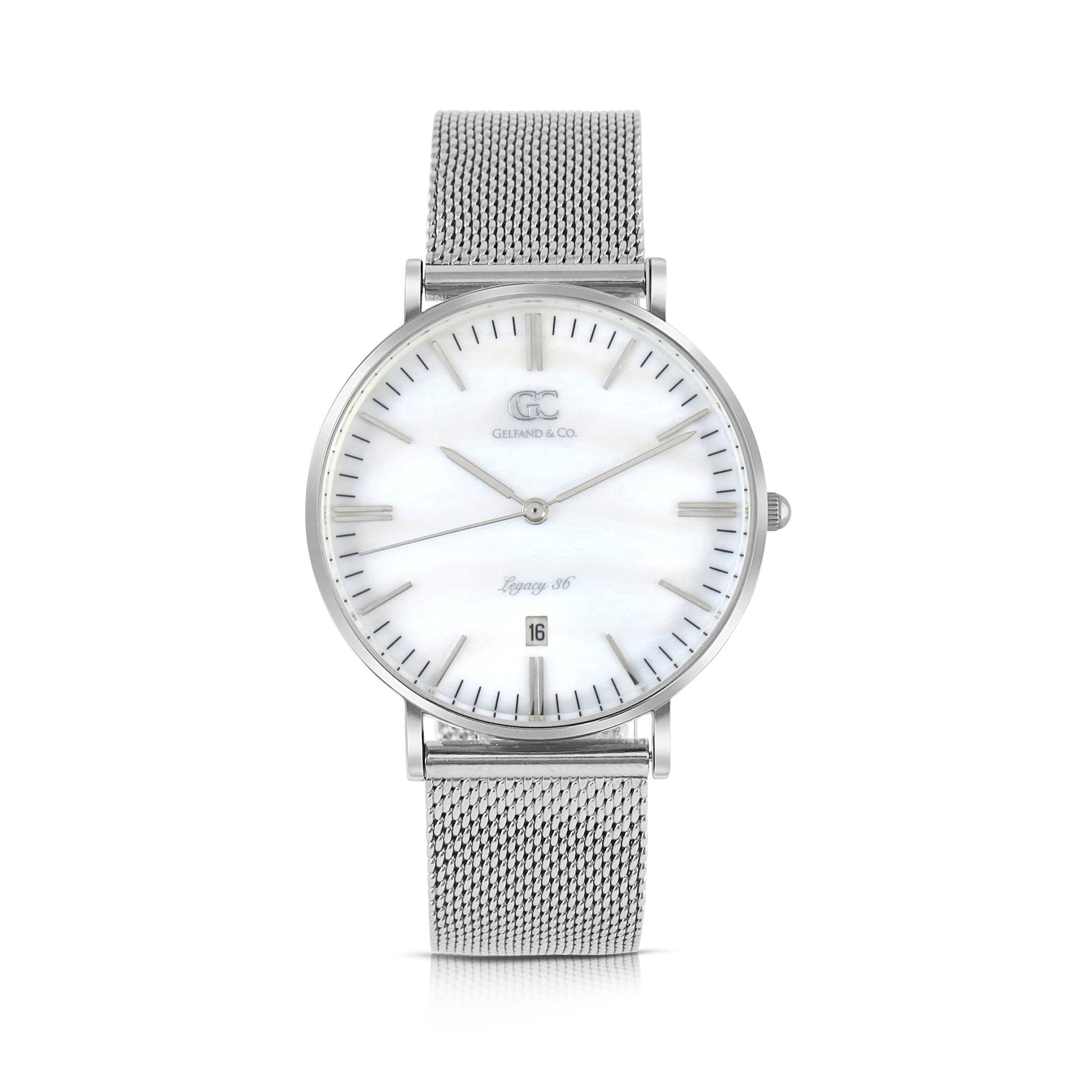 36mm Baxter TL13639 White Pearl Silver Mesh Strap Women's Watch