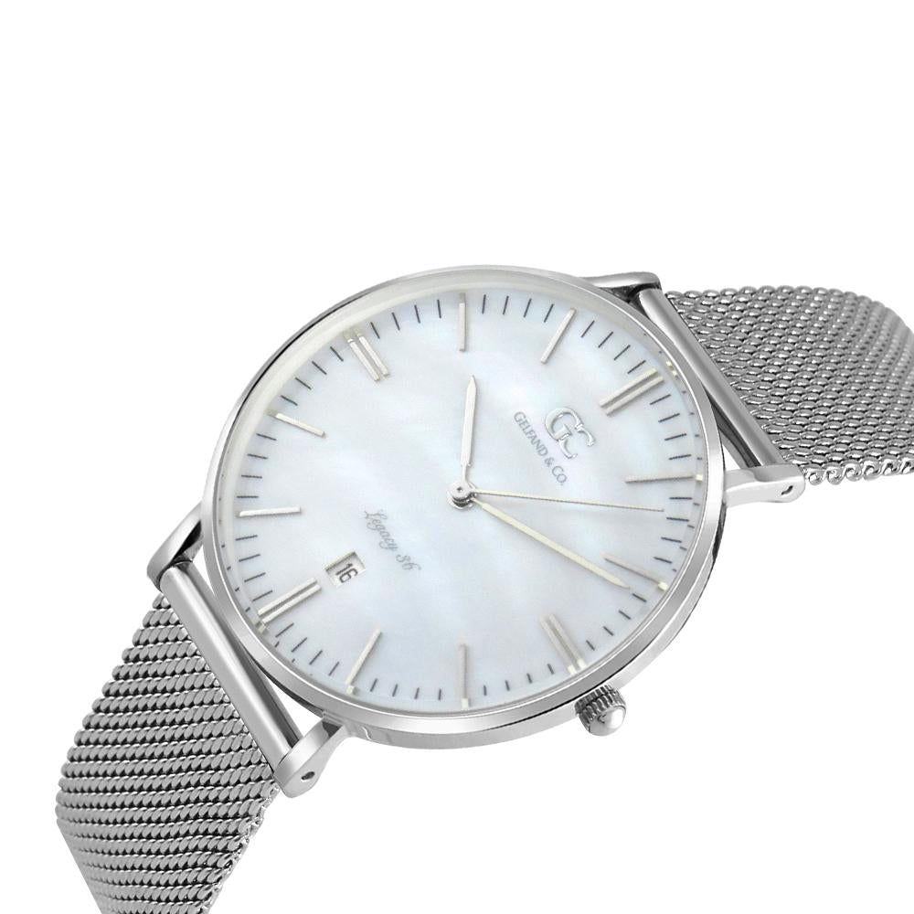 36mm Baxter TL13639 White Pearl Silver Mesh Strap Women's Watch