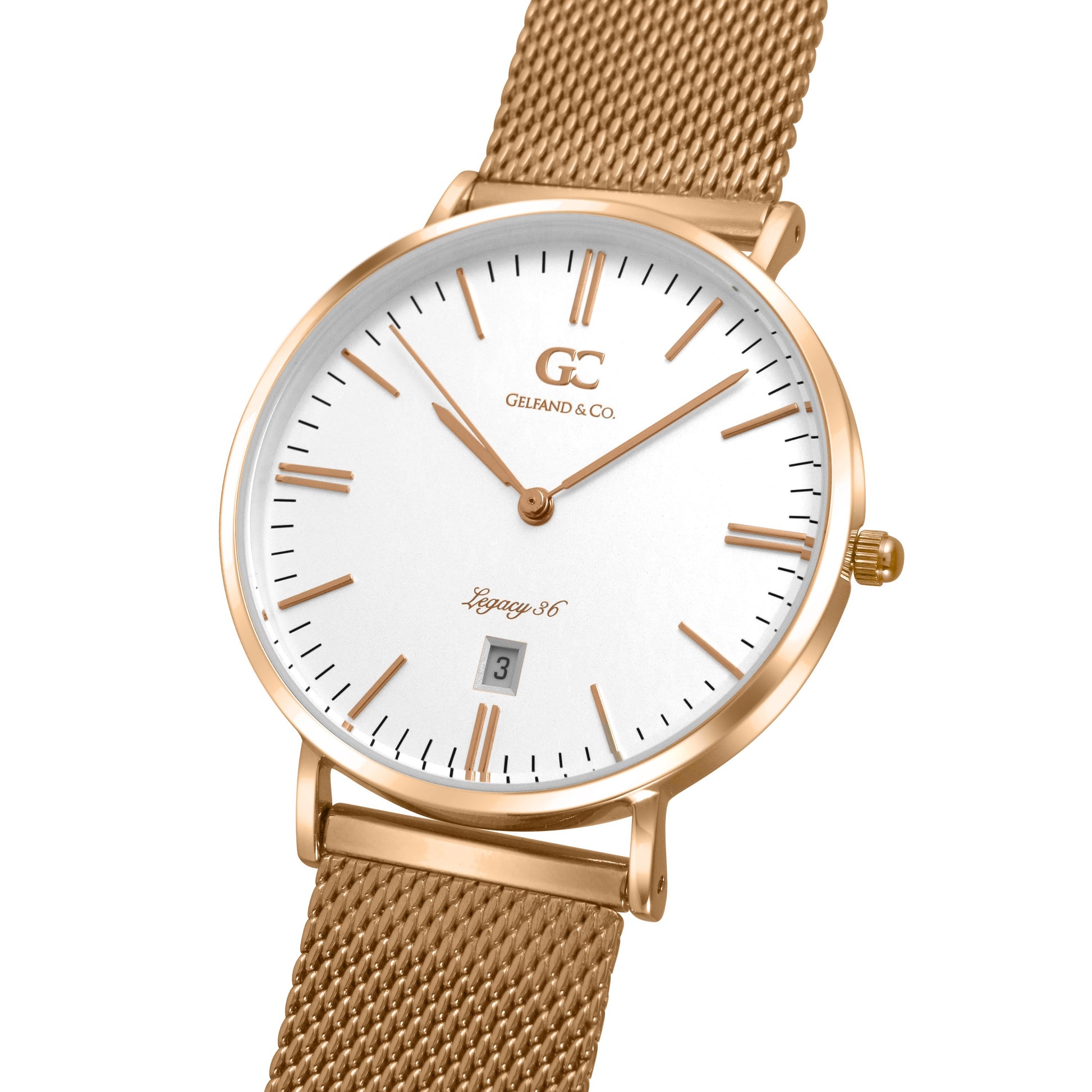 36mm Bethune TL13622 White Rose Gold Mesh Strap Women's Watch