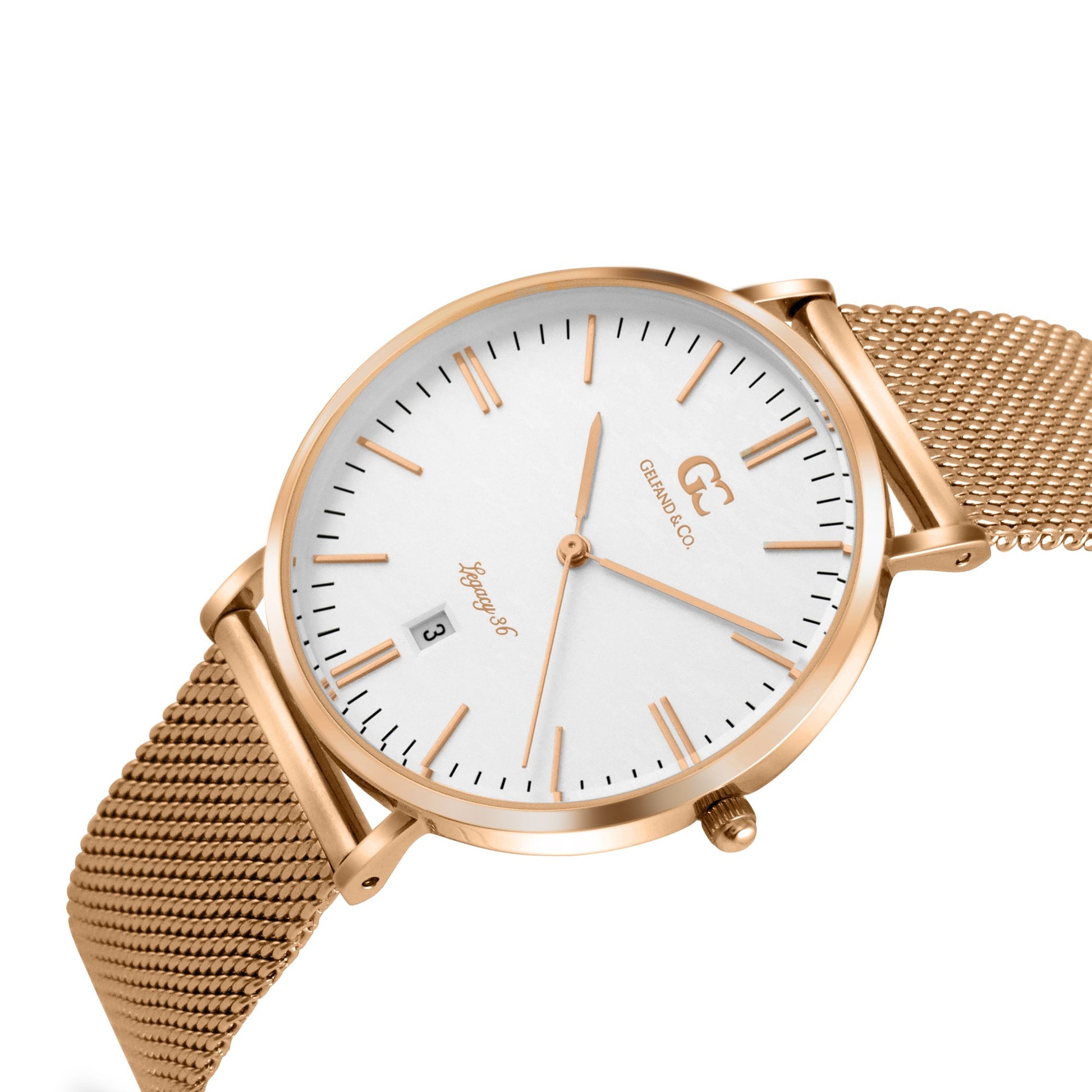 36mm Bethune TL13622 White Rose Gold Mesh Strap Women's Watch