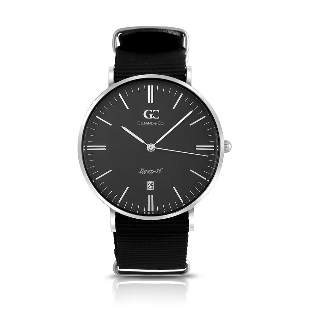 36mm Bleecker TL13673 Black Silver Black Nylon Nato Strap Band Women's Watch