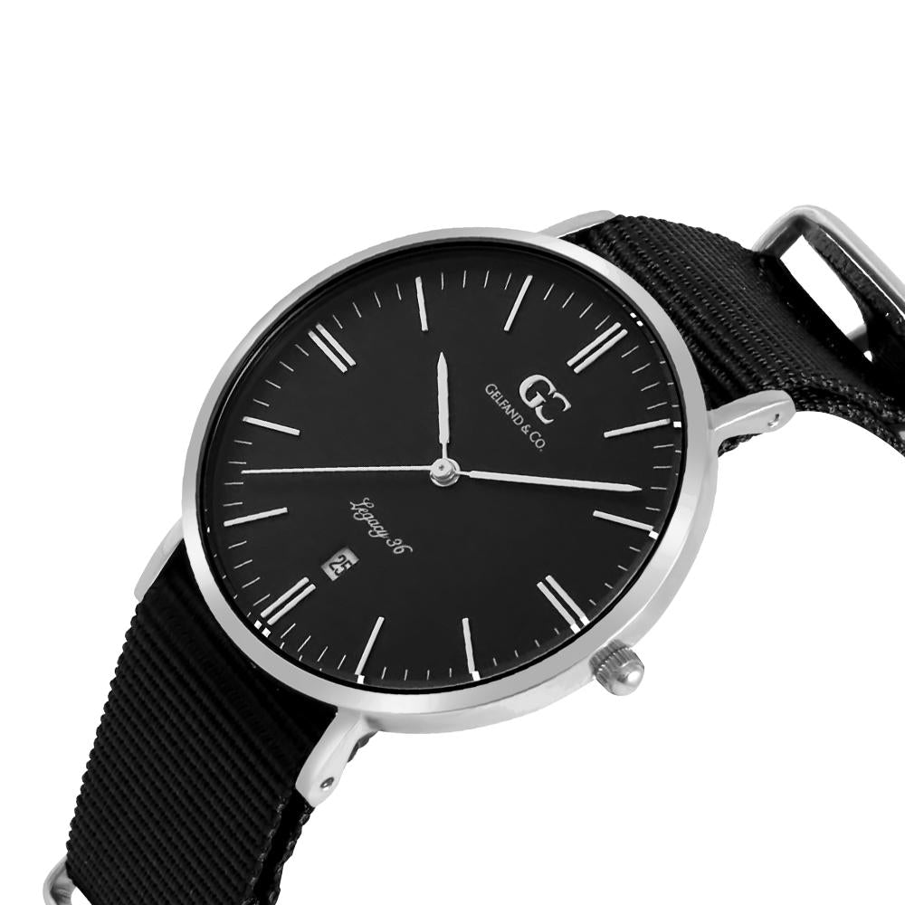 36mm Bleecker TL13673 Black Silver Black Nylon Nato Strap Band Women's Watch