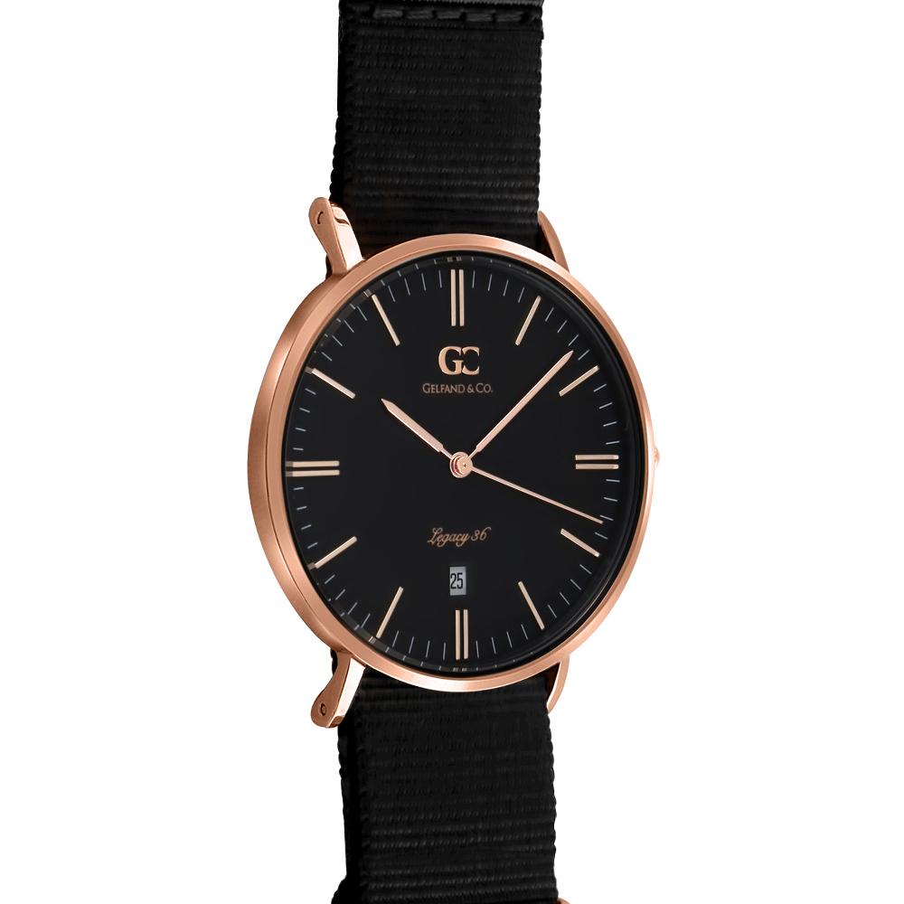 36mm Bleecker TL13674 Black Rose Gold Black Nylon Nato Strap Band Women's Watch