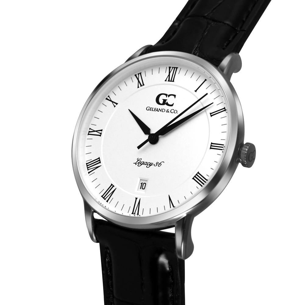 36mm Carmine RN13603 White Silver Black Crocodile Leather Women's Watch