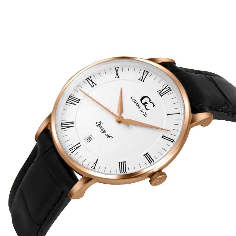 36mm Carmine RN13604 White Rose Gold Black Crocodile Leather Women's Watch