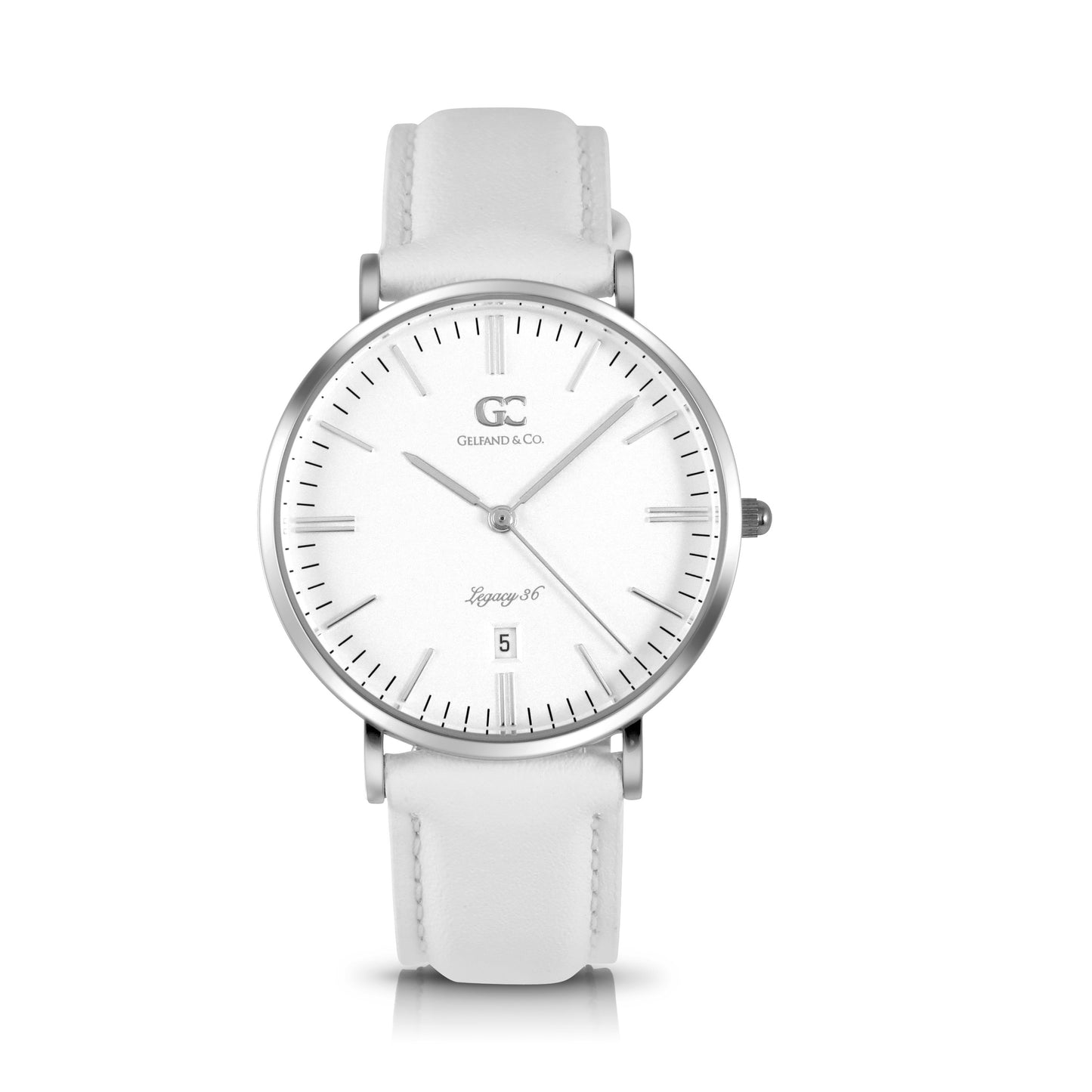 36mm Catherine TL13619 White Silver White Leather Women's Watch