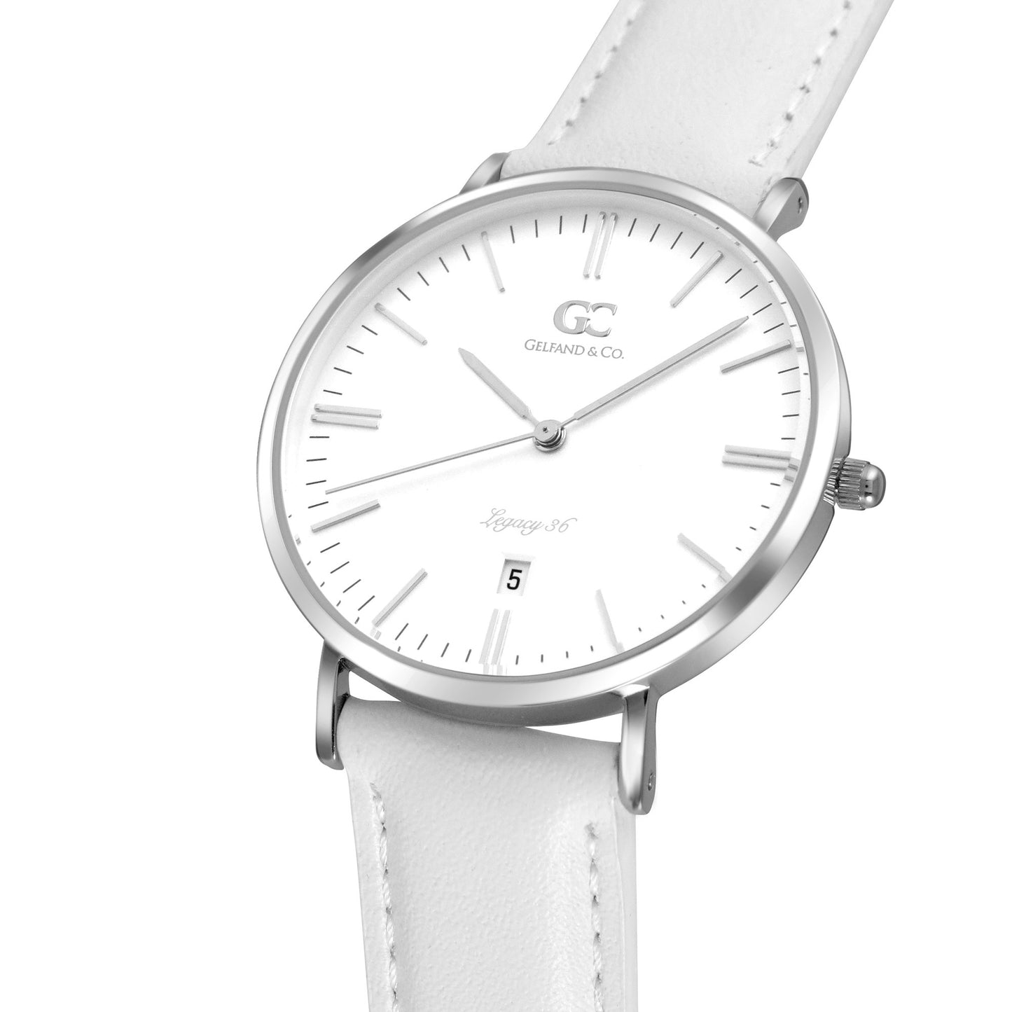 36mm Catherine TL13619 White Silver White Leather Women's Watch