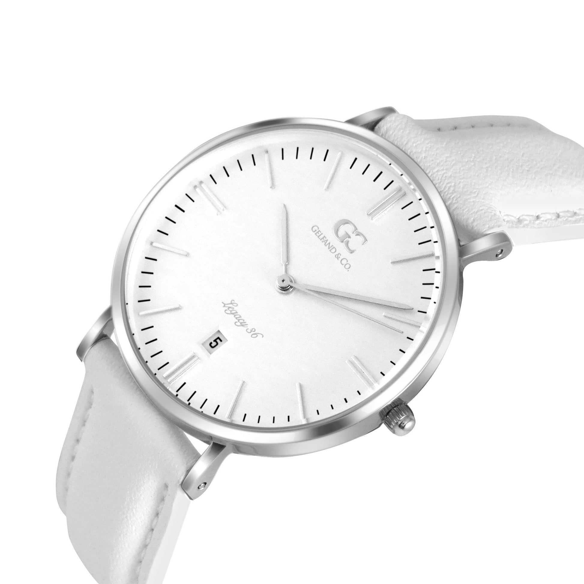 36mm Catherine TL13619 White Silver White Leather Women's Watch