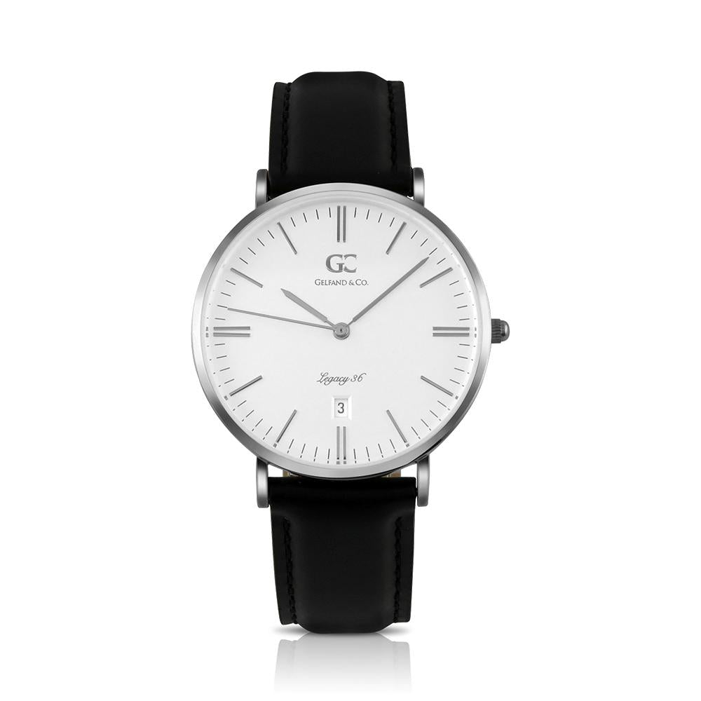 36mm Chelsea TL13601 White Silver Black Leather Women's Watch