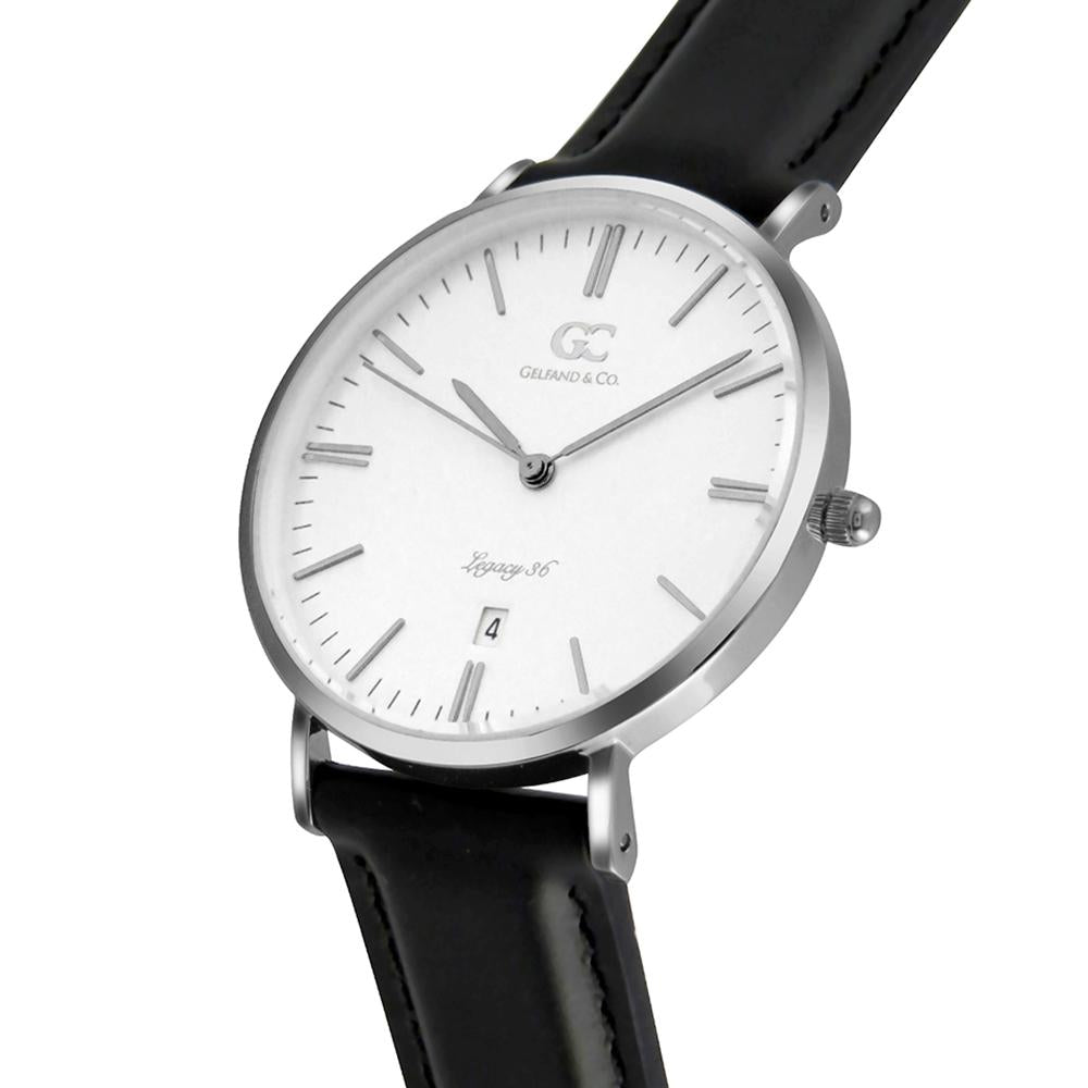 36mm Chelsea TL13601 White Silver Black Leather Women's Watch