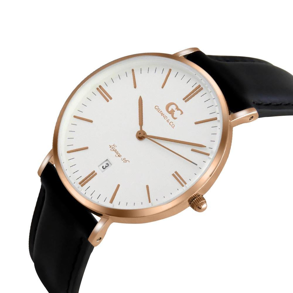 36mm Chelsea TL13602 White Rose Gold Black Leather Women's Watch