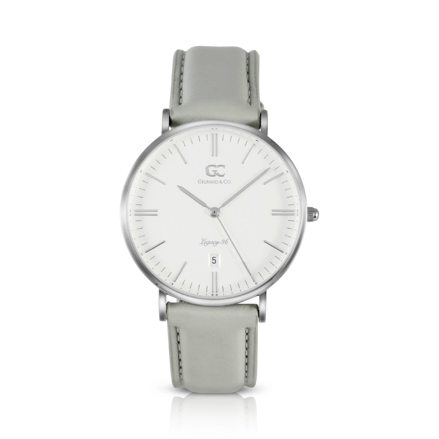 36mm Chrystie TL13615 White Silver Light Gray Leather Women's Watch