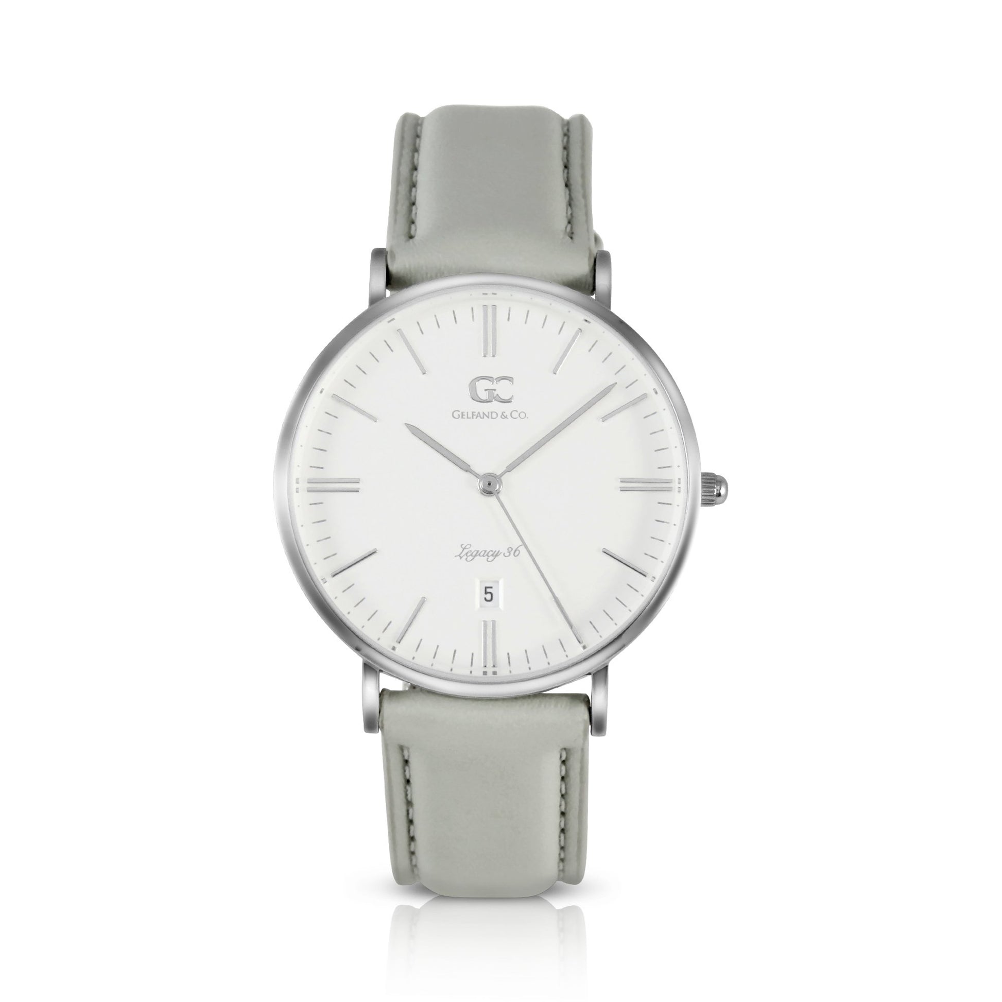 36mm Chrystie TL13615 White Silver Light Gray Leather Women's Watch