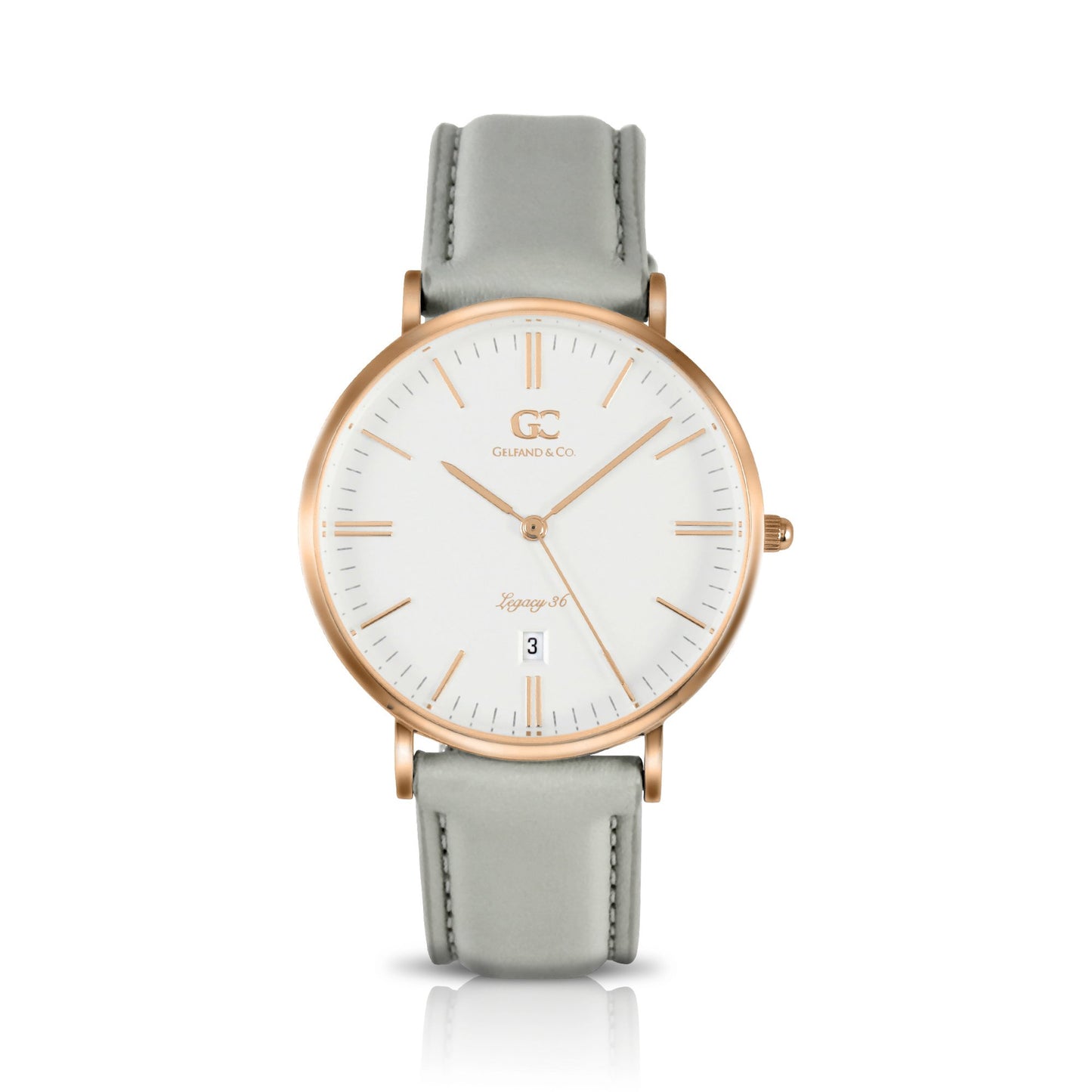 36mm Chrystie TL13615 White Silver Light Gray Leather Women's Watch