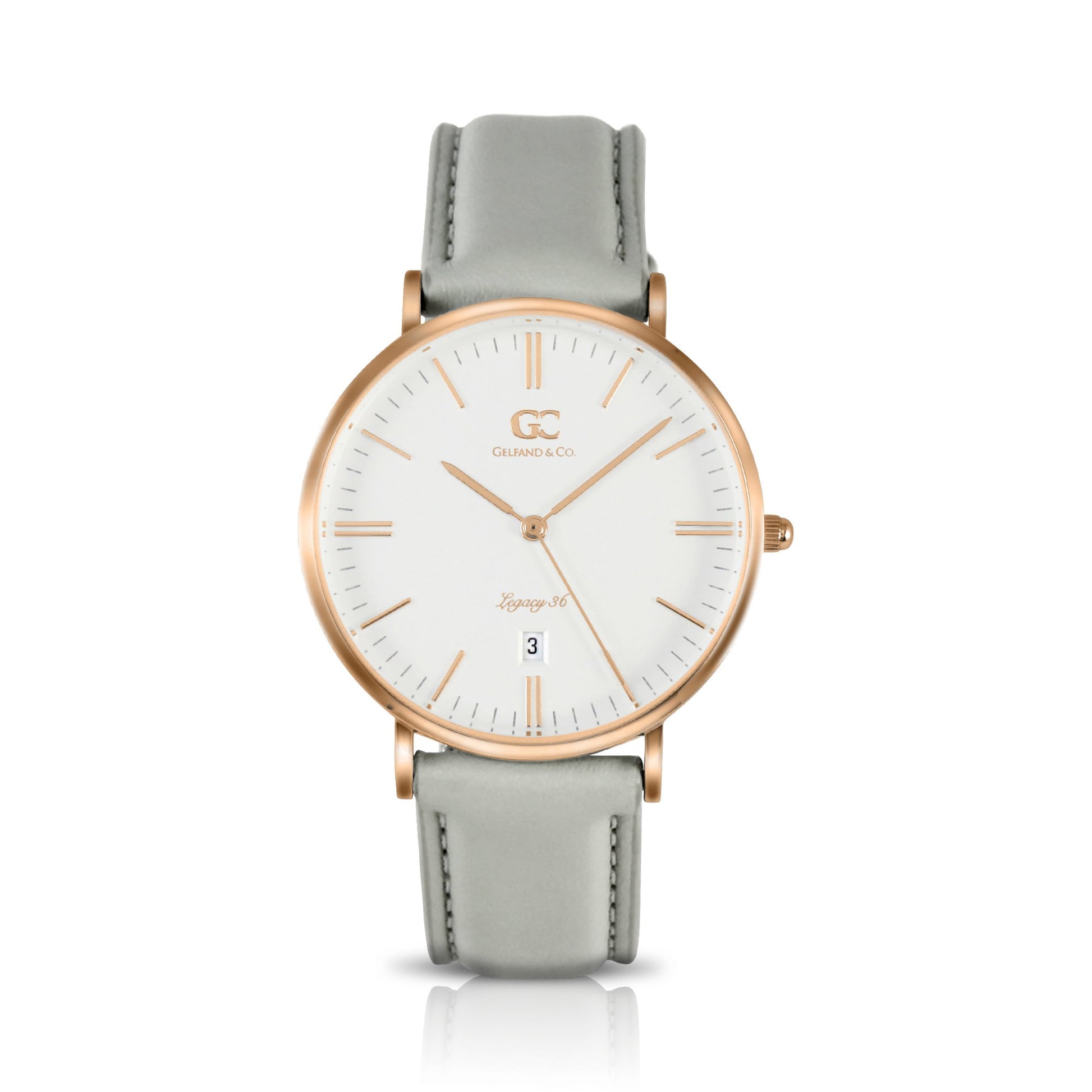 36mm Chrystie TL13615 White Silver Light Gray Leather Women's Watch