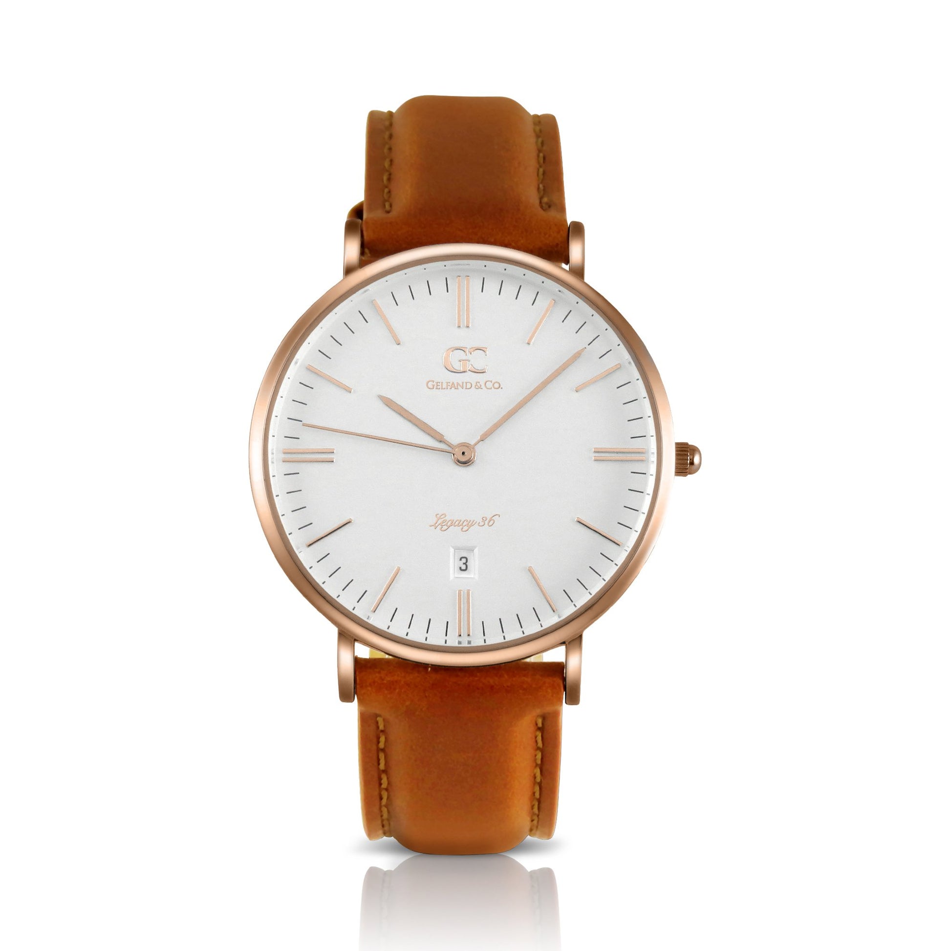 36mm Delancy TL13606 White Rose Gold Light Brown Leather Women's Watch -1