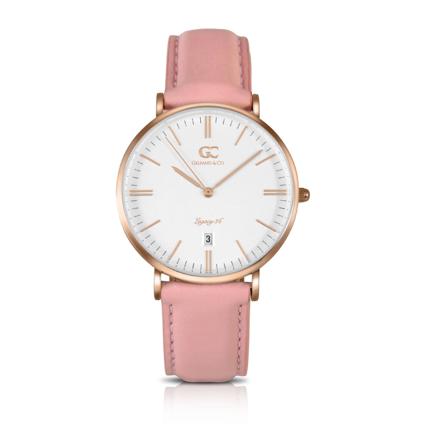 36mm Garment TL13614 White Rose Gold Pink Leather Women's Watch