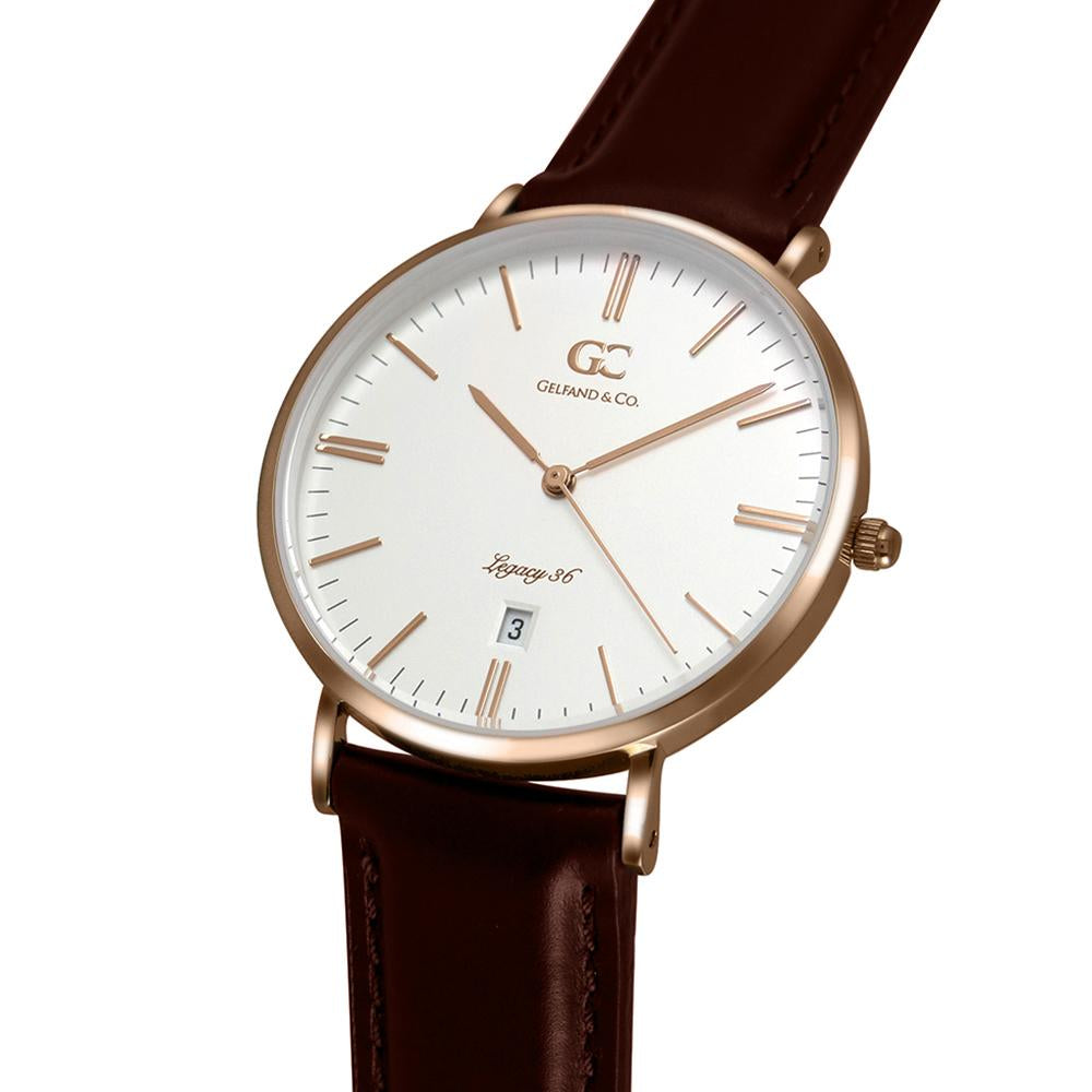 36mm Jane TL13610 White Rose Gold Dark Brown Leather Women's Watch