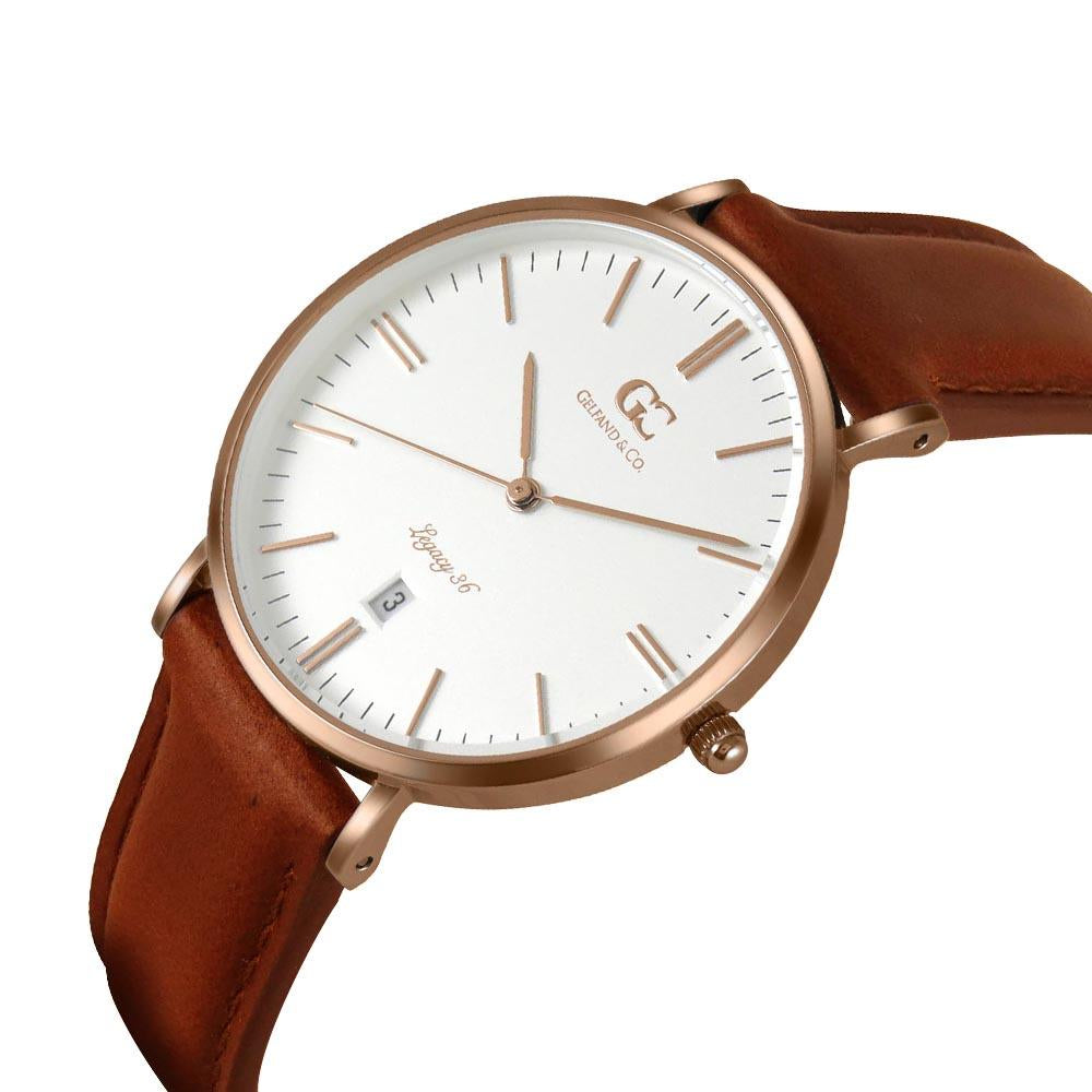 36mm Joyce TL13608 White Rose Gold Medium Brown Leather Women's Watch