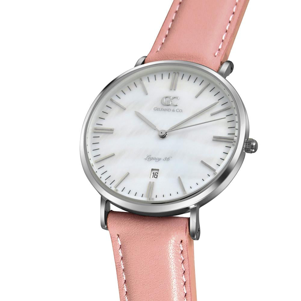 36mm Mulberry TL13633 White Pearl Silver Brown Leather Women's Watch