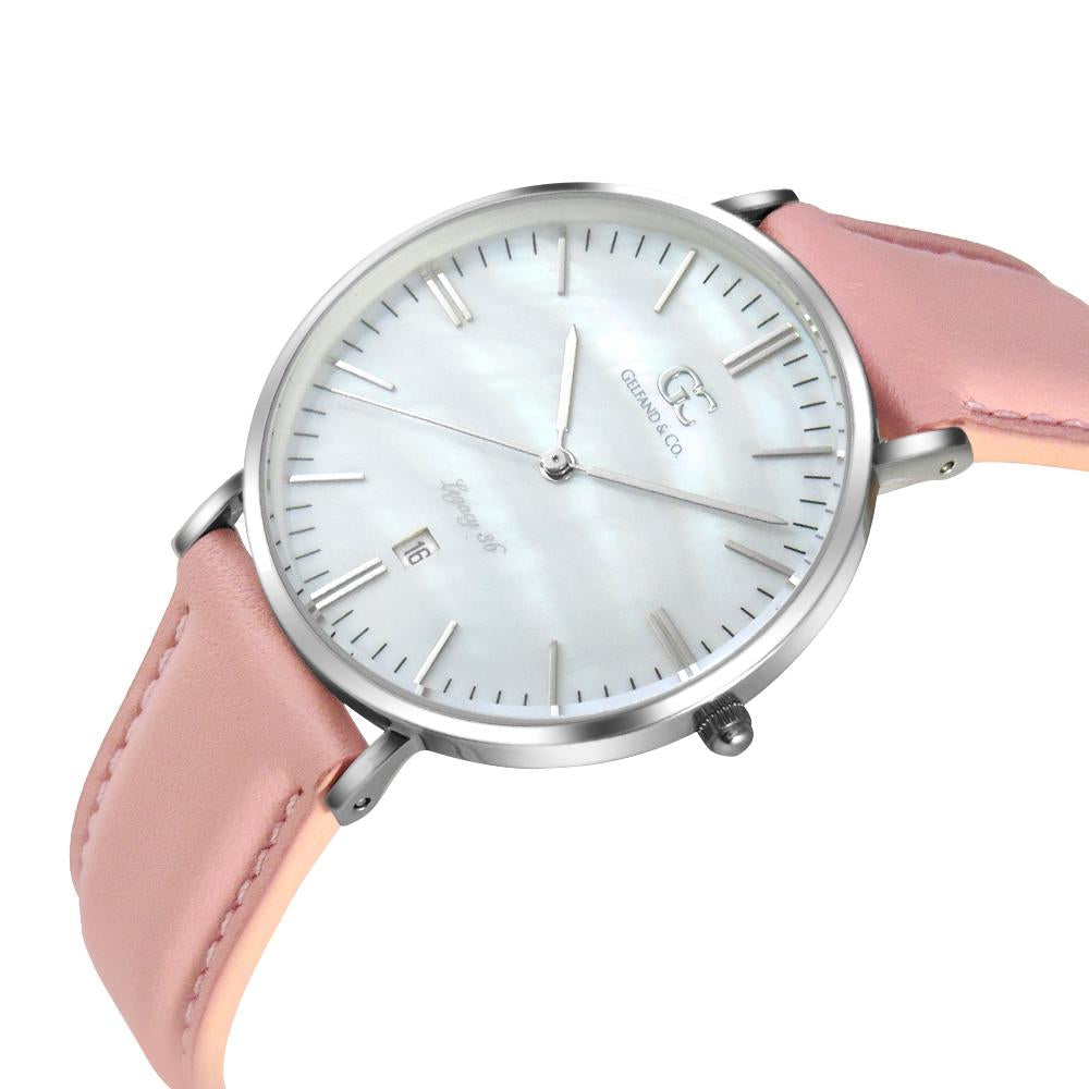 36mm Mulberry TL13633 White Pearl Silver Brown Leather Women's Watch