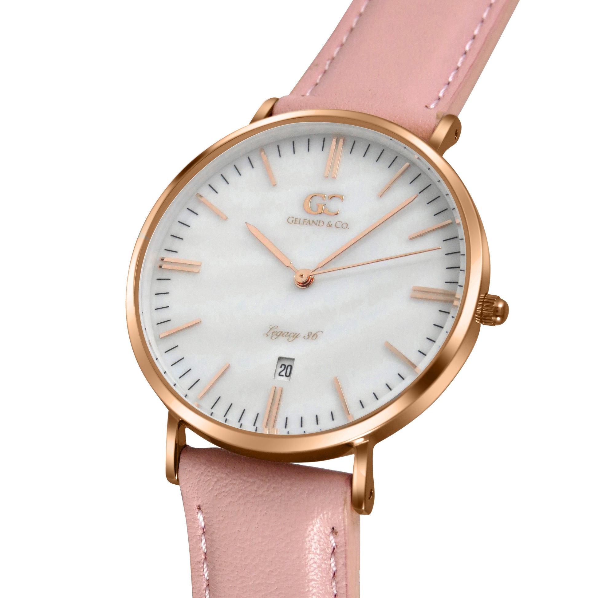 36mm Mulberry TL13634 White Pearl Rose Gold Brown Leather Women's Watch