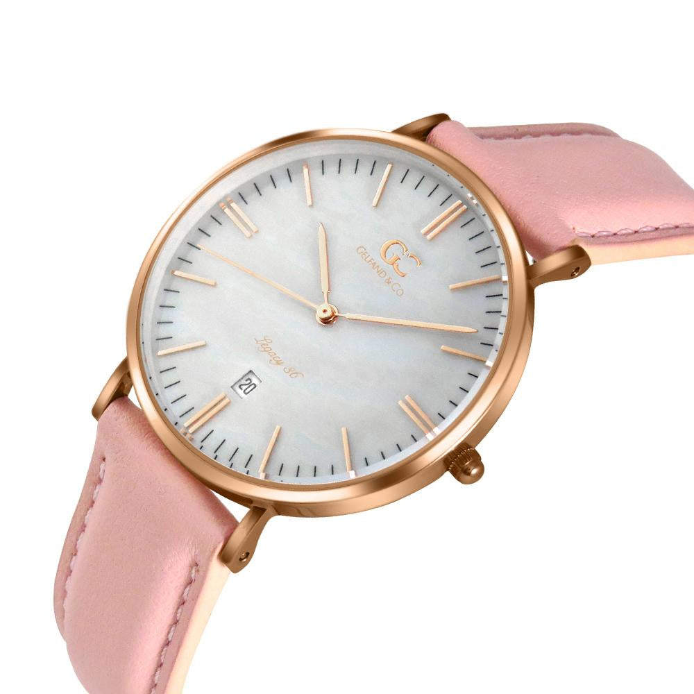 36mm Mulberry TL13634 White Pearl Rose Gold Brown Leather Women's Watch