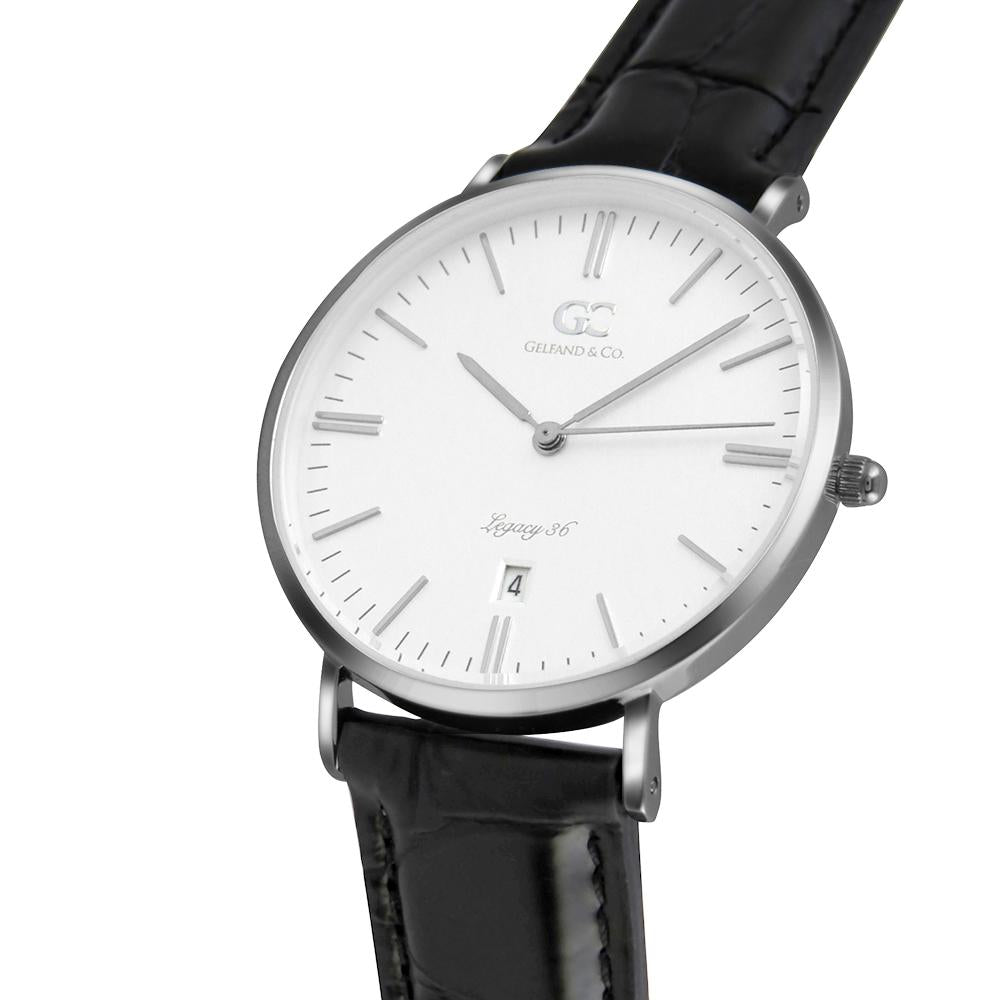 36mm Murray TL13603 White Silver Black Crocodile Leather Women's Watch