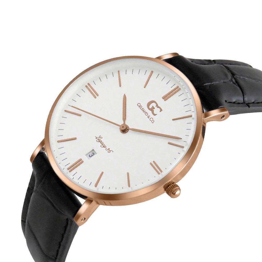 36mm Murray TL13604 White Rose Gold Black Crocodile Leather Women's Watch