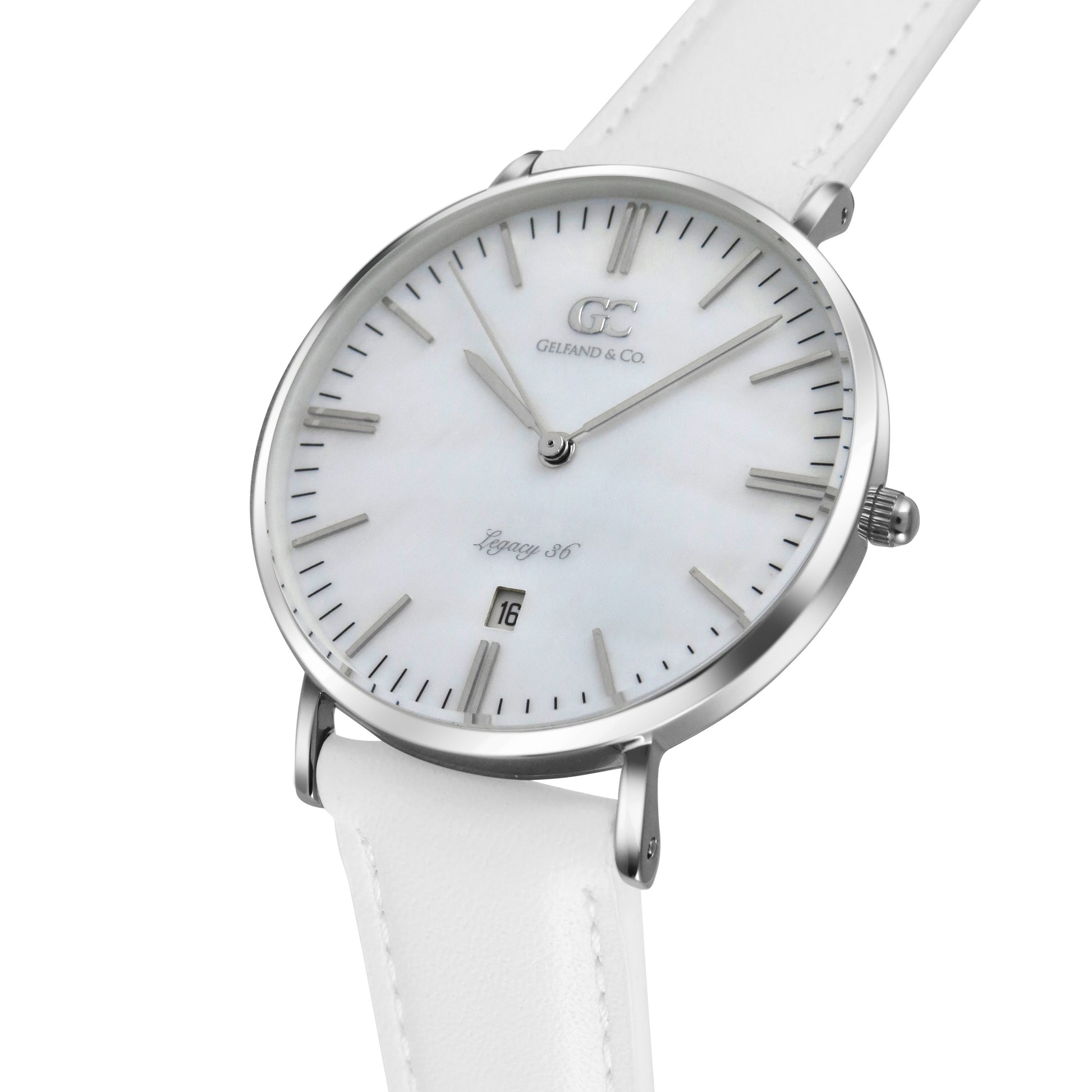 36mm Spring TL13629 White Pearl Silver White Leather Women's Watch