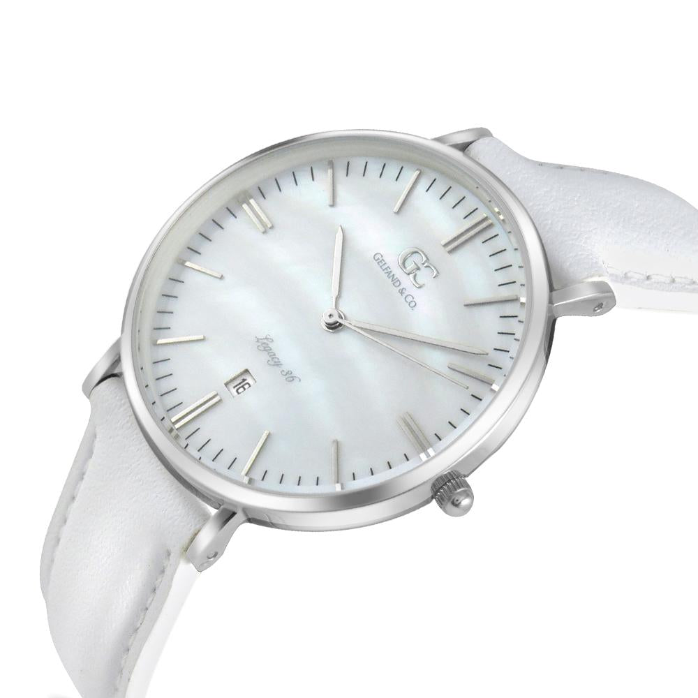 36mm Spring TL13629 White Pearl Silver White Leather Women's Watch