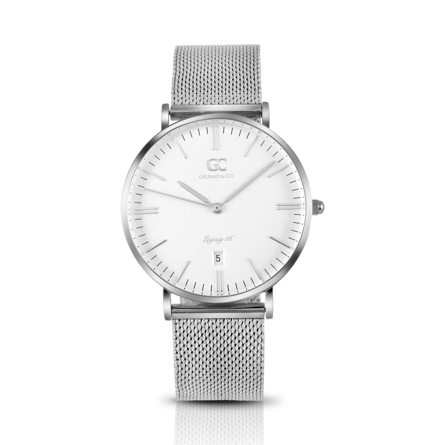 36mm Thames TL13621 White Silver Mesh Strap Women's Watch