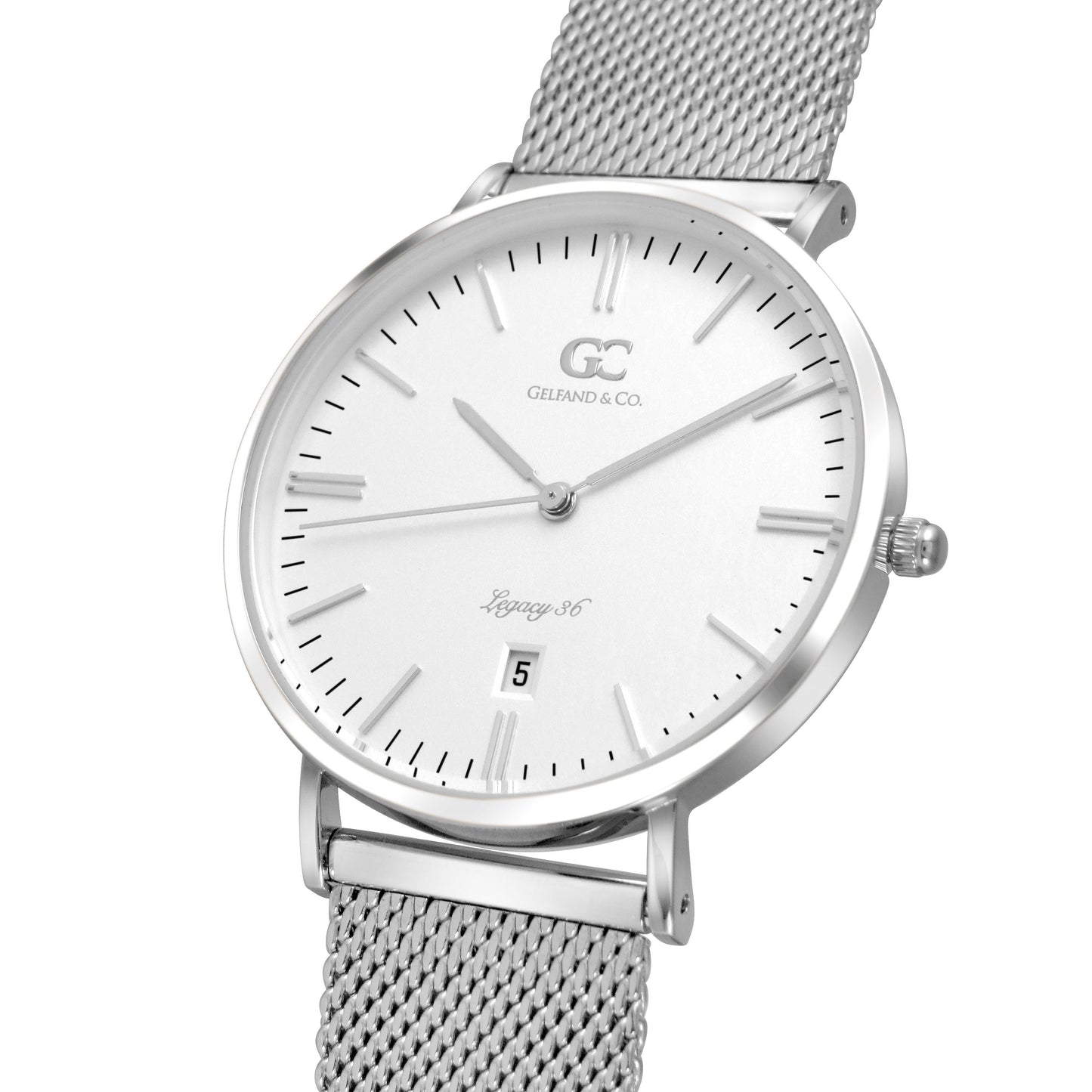 36mm Thames TL13621 White Silver Mesh Strap Women's Watch